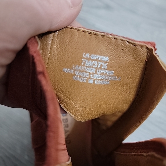 Lucky Brand Womens Rust Orange Suede Leather Heel Sandals Size 37.5/Us 7 M EUC - Picture 6 of 8